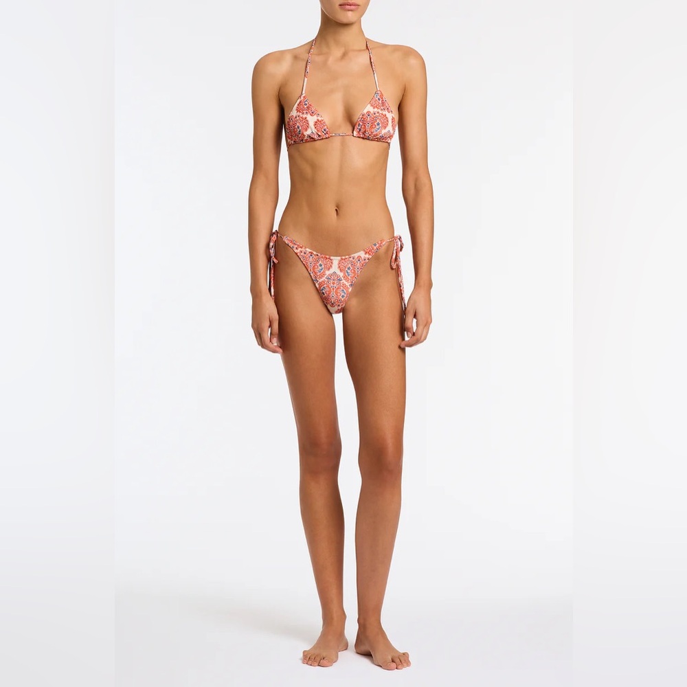 Triangl Vinca - Votto Velvet Triangle Bikini Set Medium Orange